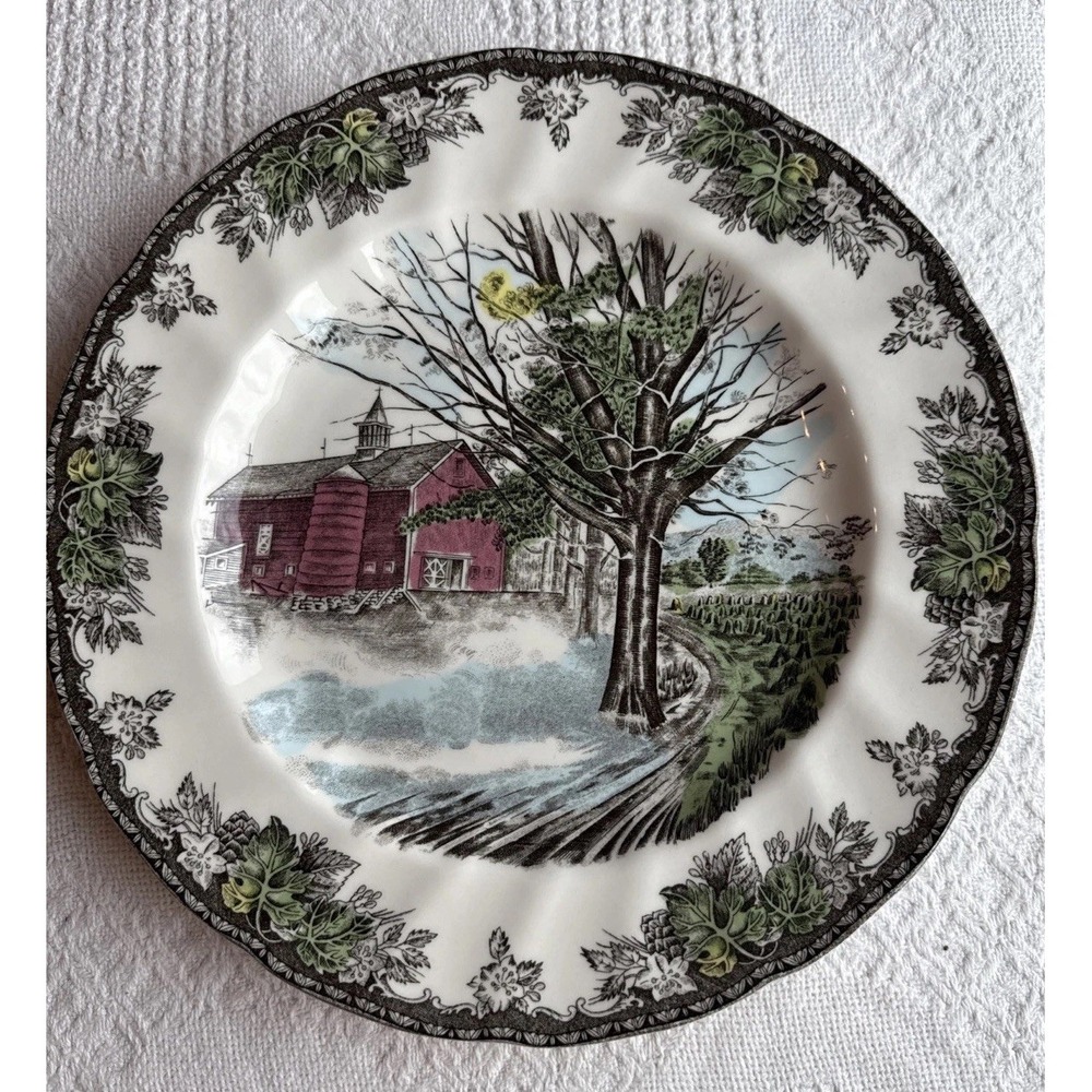 Friendly Village Johnson Brothers 10.5" Dinner Plate Made In England Autumn Mist